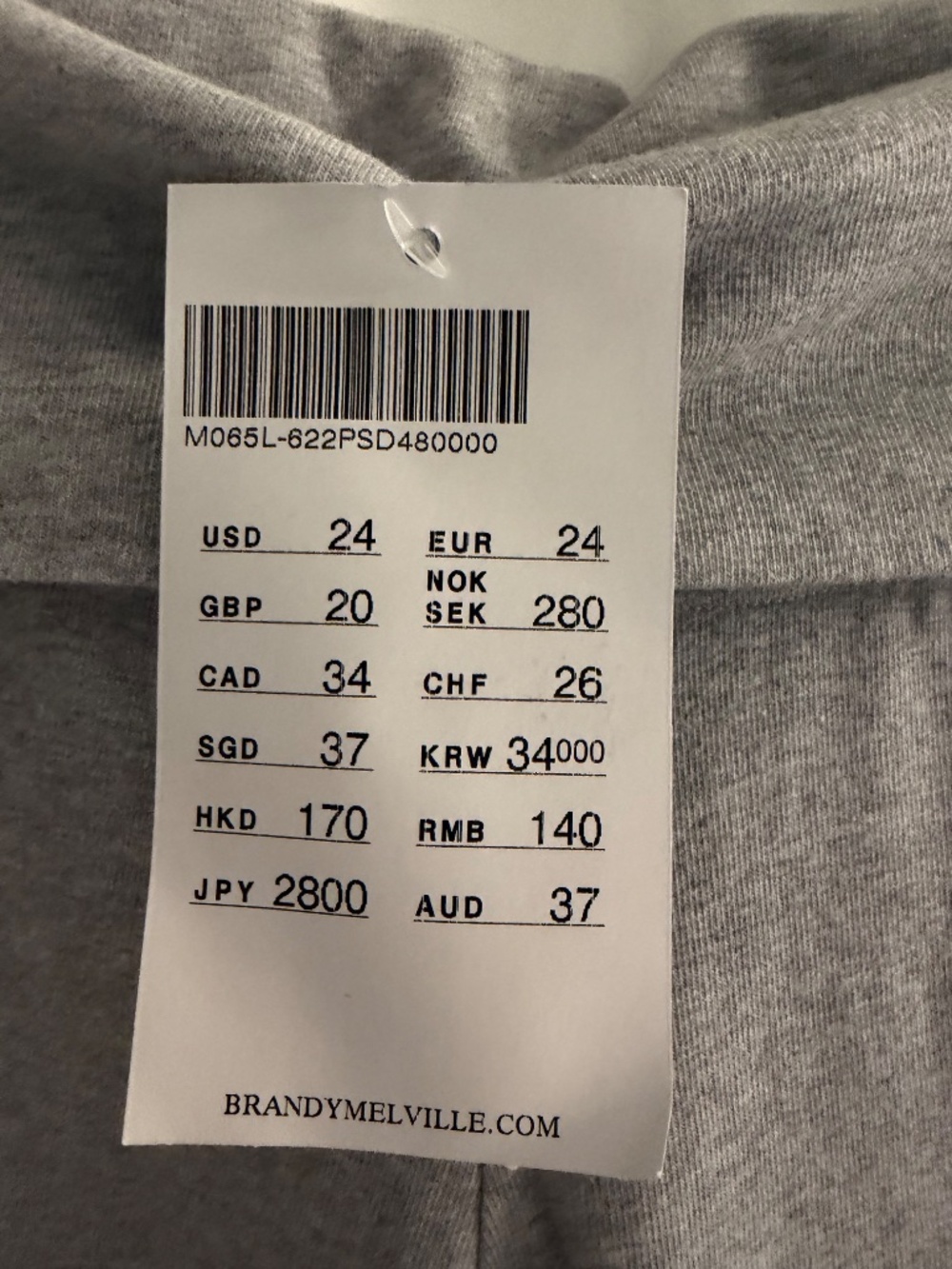 NWT Brandy Melville Priscilla Pants Light Grey Made In Italy - Picture 2 of 9